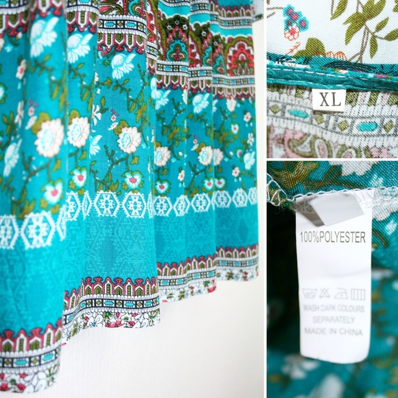 Floral/Paisley/Aztec Lace-Up Boho Dress NWOT - Picture 7 of 8